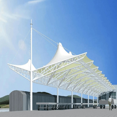 Cấu trúc kéo căng PVC đúc sẵn Mái hiên vải căng trắng