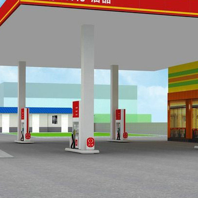 Q345 Trạm xăng đúc sẵn Tán kết cấu thép Mái che EPS